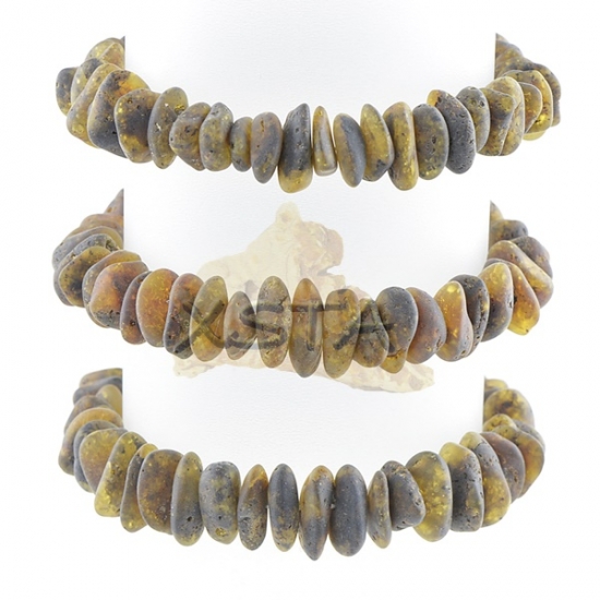 Raw amber bracelet light green Chips style